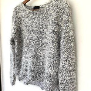 Lumiere crew neck sweater with  dolman cut sleeves, oversized, soft fuzzy knit